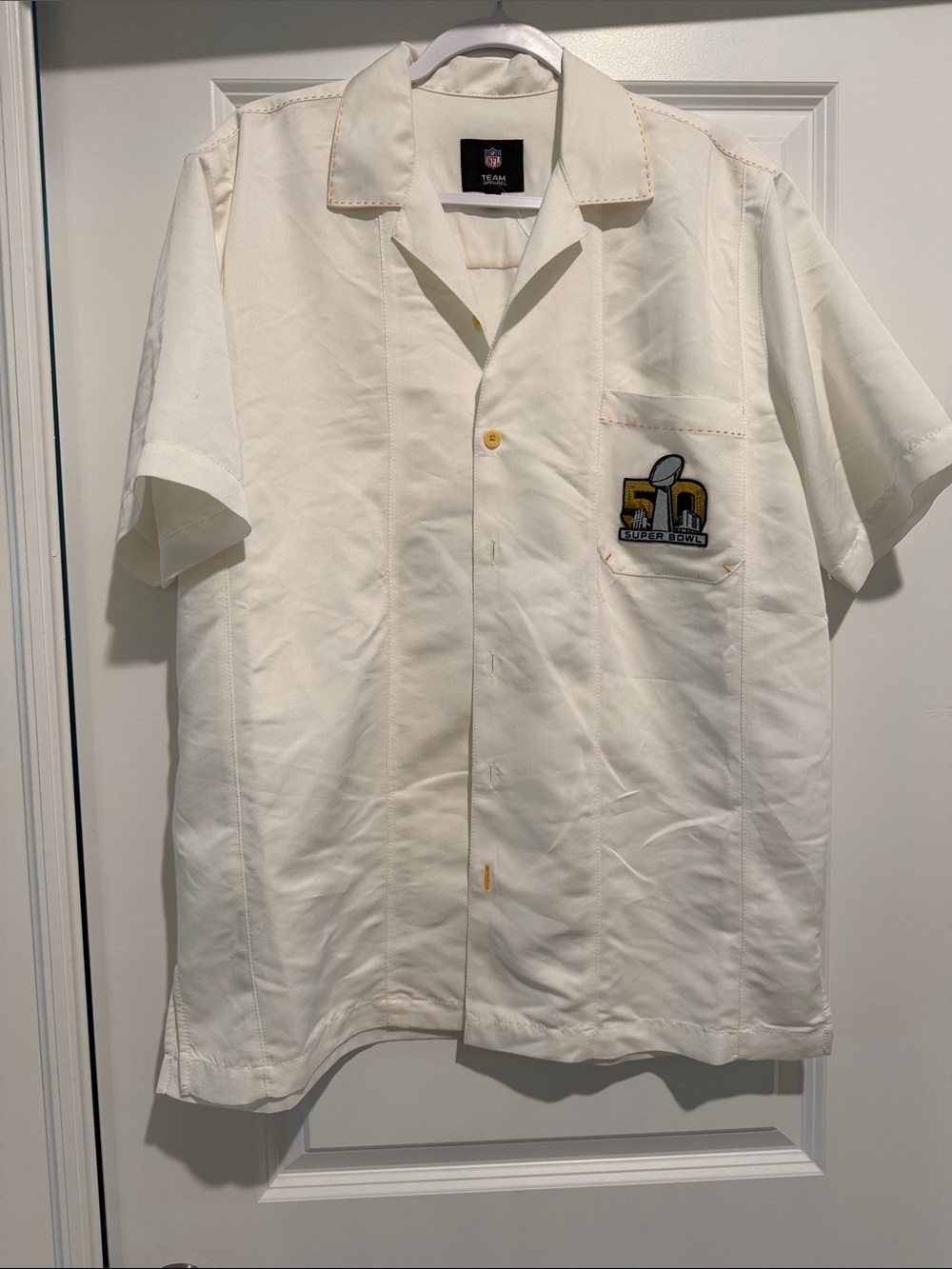 Team Short-Sleeve Cream Camp Shirt with 50th Anniversary Patch